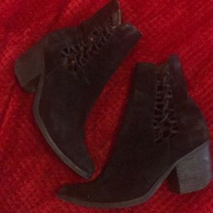 Suede laced side ankle boots